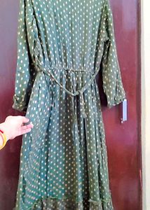 Green Polka Dot Flared Dress