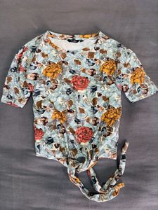 Floral Tie-Front Top