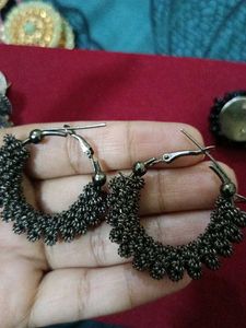 Bohemian Oxidized Silver Jhumka Earrings combo Set