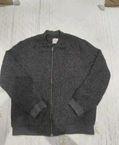 Wool charcoal grey bomber jacket