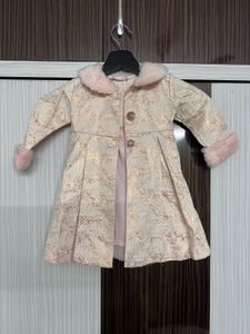 Elegant Faux Fur Trimmed Jacket with frock inside