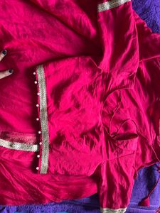 Elegant Pink Lehenga Set with Gold Trim