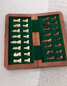 Vintage Wooden Folding Chess Set