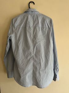 H&amp;M Light Blue Striped Button-Up Shirt
