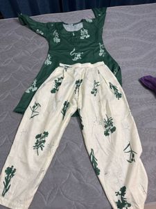 Green Kurta with Floral Print- Farsi style