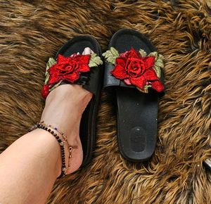 Floral Embellished Slides