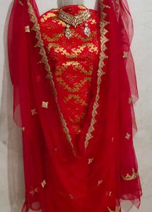 Combo Very Beautiful red Brocade Wedding Suit Fabr