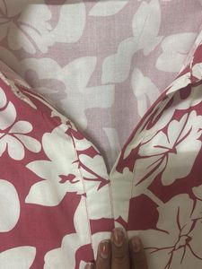 Red &amp; White Floral Kurta  cum Co-cord se