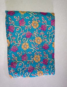 Beautiful Floral Print Teal Saree