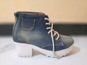 Denim Lace-Up Casual Shoes