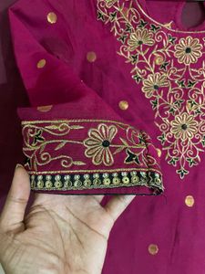 Morpankh Magenta Kurta with Gold Embellishments