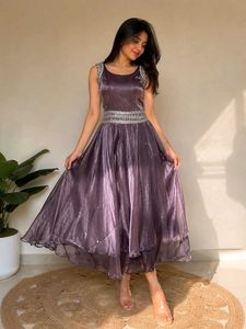 Elegant Purple Embellished Gown