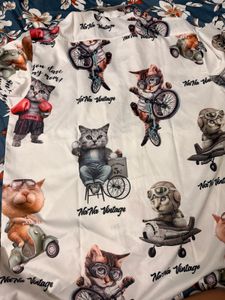 CAT Graphic Print Button-Up Shirt