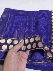 Purple Color Printed Saree With Lace