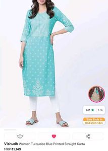 Vishuddh Turquoise Motif printed kurta
