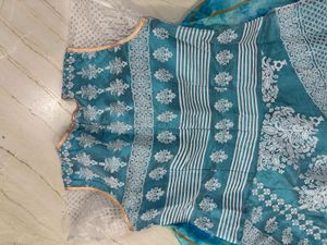 Stunning Blue &amp; White Ethnic Gown