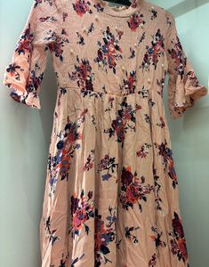 Chic Floral Print Dress with Pearl Embellishments