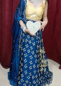 Elegant Blue Embroidered Lehenga Choli