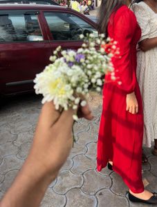 Elegant Red Pleated Maxi Dress