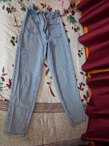 Light Wash Paperbag Waist Jeans
