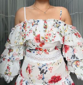 Floral Off-Shoulder Tiered Mini Dress