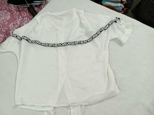 White Graphic Print Shirt
