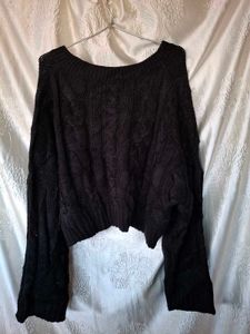 Black Knit Cropped Sweater
