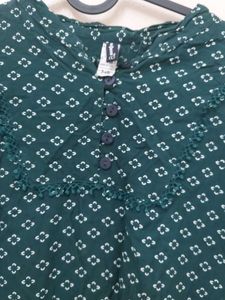 Green Printed Bell Sleeve Top