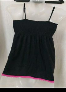 Black cami with pink trim