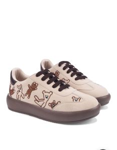 Cute Teddy Bear Embroidered Sneakers