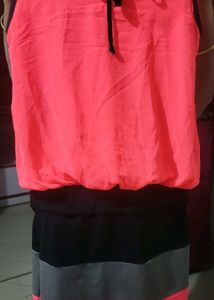 Vibrant Coral Shirred dress