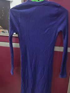 Ribbed Knit V-Neck Midi Dress