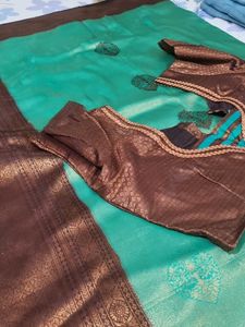 Green &amp; Brown Silk Saree