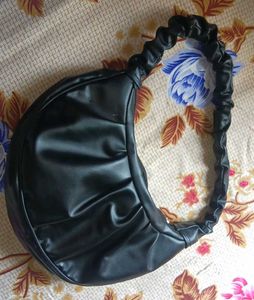 Chic Black Ruched Hobo Bag