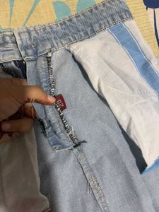 Light Wash Denim Maxi Skirt with Slits