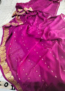 Magenta Saree with Gold Detail