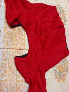 Vibrant Red Cotton Blouse