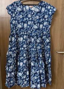 Chic Indigo Block Print Cotton dress