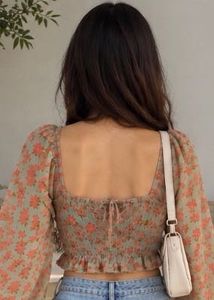 ORIGINAL SAVANA Sage Green Floral Smocked Crop Top