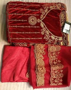 Elegant Velvet Dress With Zari Work