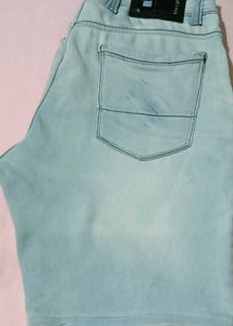 Men's Light Blue Washed Denim Shorts