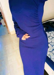 Elegant Navy Dress with Bow Detail