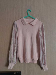 Pink Lace Sleeve Top