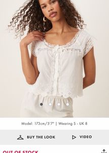 Cream Lace Insert Cotton Top
