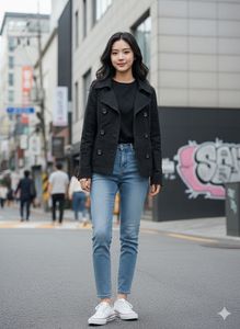 H&M Classic Black Pea Coat