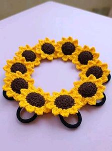 Cute Crochet Sunflower Hair Ties
