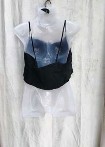 I. Chic Black Ruched Crop Top