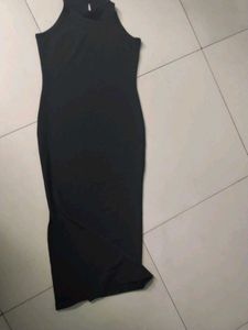 Elegant Black High Neck Maxi Dress