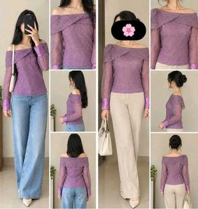 Women's Off-Shoulder Sheer Lace Top