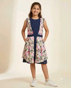 Floral Print Sleeveless Dress for Girls
